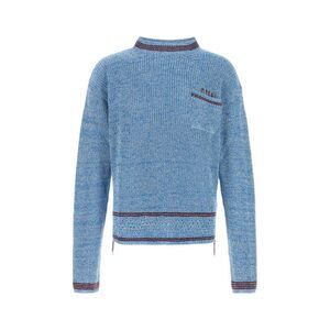 Marni Men Melange Light Blue Cotton Sweater